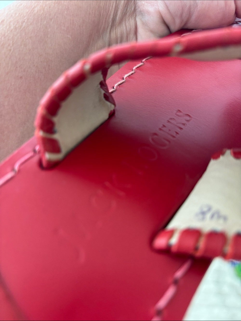 Jack Rogers Red Leather Slide Sandals - Picture 5 of 6